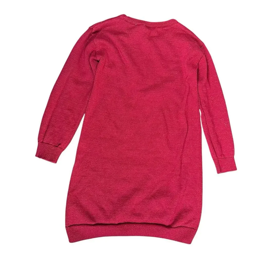 Childrens Place Reindeer Toddler Red Christmas Sweater Dress 4T‎ Sequin Sparkle